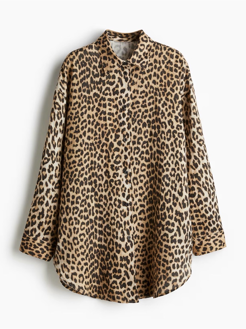 H&M Linen Leopard Print Button-Up